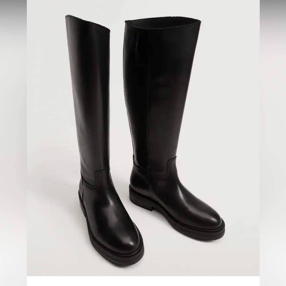 Mango leather tall boots